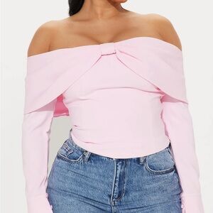 Fashion Nova Light Pink Off-Shoulder Blouse